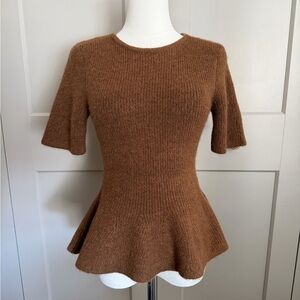 H&M Brown Knit Peplum Top Size Small